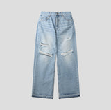 Piece Damaged Wide Denim Pants