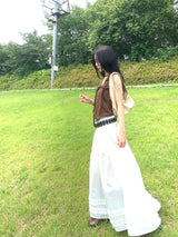 Rustic Pure Frill Slit Maxi Long Skirt (2 colors)
