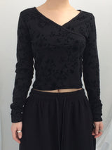 Floral cross-neck top