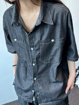Coin Denim Stitch Detail Shirt 2color