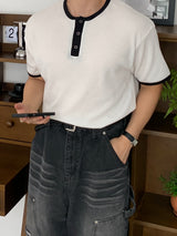 ワッフル リンガー ヘンリーネック ショートスリーブ Tシャツ