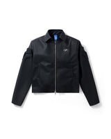PADDED-SHOULDER LEATHER JACKET