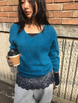 Hairy Angora V-Neck Knit (4 Colors)