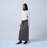 TWIST DRAPE LONG SLEEVE TOP (WHITE)