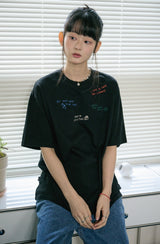 26SS★ ドローステッチ刺繍半袖Tシャツ
