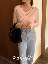 Halter Twisted T-shirt(3color)