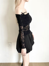1225. Ribbon lace strap off T (2color)