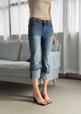 ロールアップ カプリ ジーンズ (S-L)