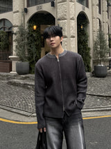 Fog lip zip-up knitwear