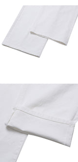 [S-XL] ホワイトハーフバンディングワイドパンツ