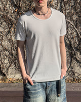 スリムフィットリブ UネックショートスリーブTシャツ
