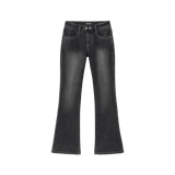 Cat Washed Stitch Bootcut denim pants - BLACK