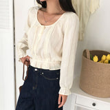[MADE] Lower, frill long sleeve blouse