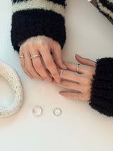 [7 set] antique bold chain ring set / chain silver daily simple ring mood cute knot