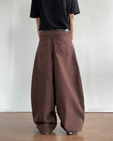 Brown Curved Denim Pants