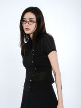 ASYMMETRIC STRIPE SHIRTS [BLACK]