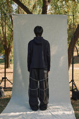 SLIT LONG SLEEVE HOODIE [BLACK]