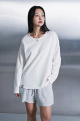 ESSENTIAL PLEAT U-NECK TEE (Off-White)