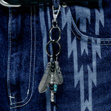 navajo feather & beads keyring black