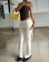 Drawstring Shirring Straight Pants (3C)