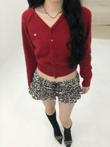 Leopard Shirring Skirt Pants