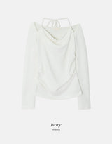 Halter Neck Ribbon Strap Off Shoulder Knit (3color)