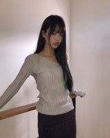 ルデンリンクルプリントUネックロングスリーブトップス