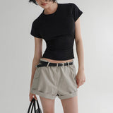[Remins] Backless Twisted Short-Sleeve T-Shirt - 4 Colors