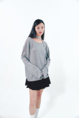 Knit Tie Long Sleeve Set Gray
