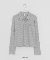 Moonta Stripe Frill Collar Long Sleeve Tee