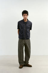 ビンテージウォッシュドフラップポケットワークシャケット (Washed Charcoal)