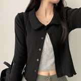 Ronnie Punching Collar Snap Punching Knit Cardigan