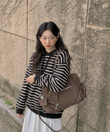 Milk Stripe Dangara Striped Hooded Knitwear