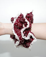 Burgundy ruffle scrunchie