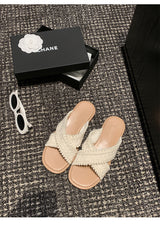 Cross Weave Open-Toe Strap Sandals