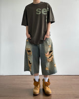Western Destroyed Bermuda Pants