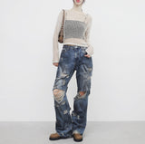 (Unisex) ジュビダメージデニムパンツ