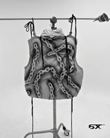 6X chain pattern vest padded jacket (Light Grey)