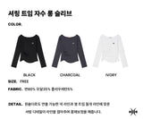 Shirred Slit Embroidered Long Sleeve (26FTP-LSTS08)