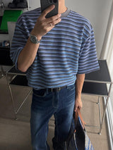 ASCLO クレヨンマルチボーダー半袖Tシャツ (3color)