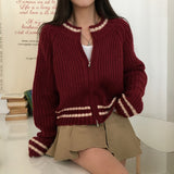 [BELLIDE MADE] Round colour matching knit zip-up