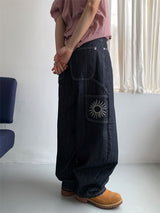 HERRINGBONE NONFADE BALLOON JEANS