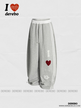 Embroidered letter wide banding sweat pants
