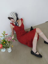 ABOUT TIME FLORAL WRINKLE LONG DRESS