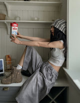 Dyeing Washed Banding Bermuda Denim Pants