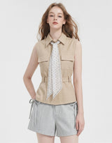 リボンリネンサマーショーツ Light Grey