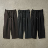 Textured Draped Wide Pants
