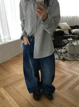 Tele Side Pintuck Wide Denim Pants