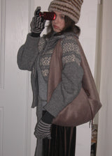 Jeanne Angora Fur Shoulder Bag_Melange Brown
