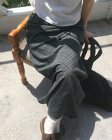 Daming Checkered Chiffon String Layered Long Skirt